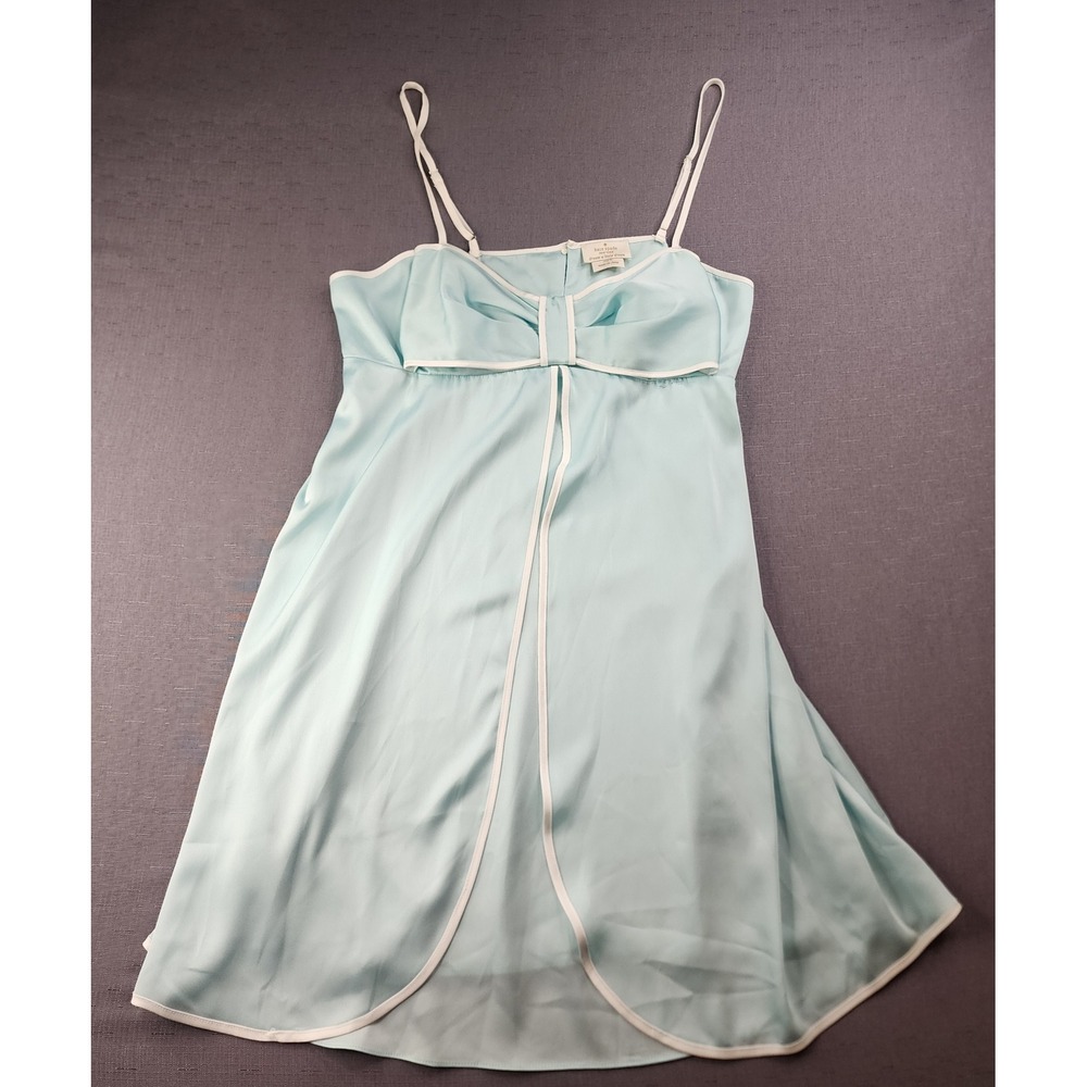 Kate Spade Blue White Bow Chemise Nightgown Lingerie Coquette Womens Medium